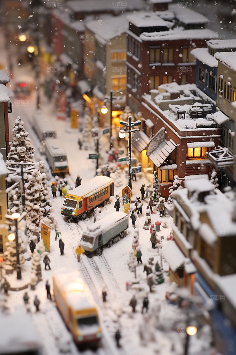 城市雪景静谧安静原画