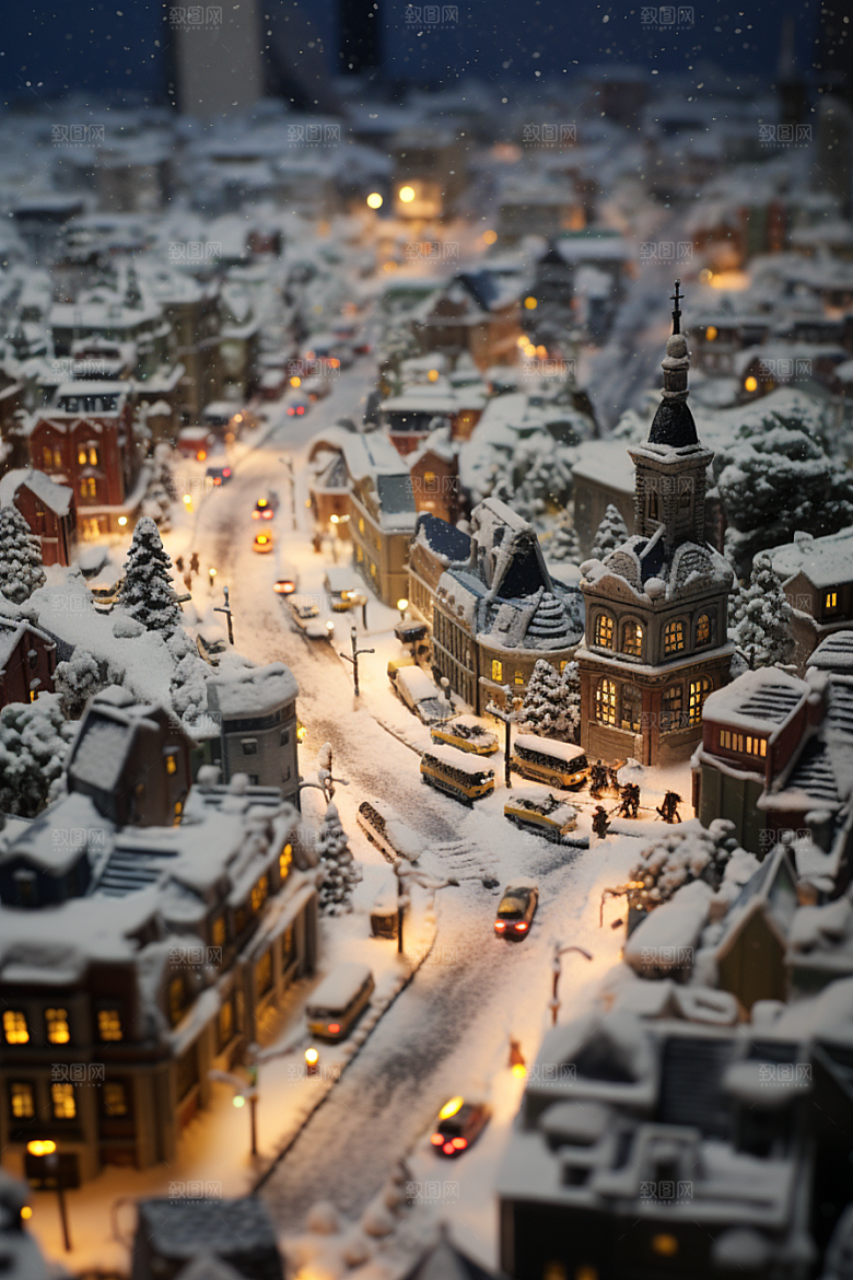城市雪景安静高清原画