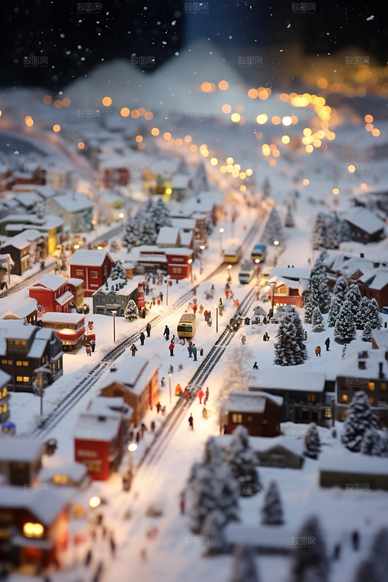 城市雪景静谧城市街道原画