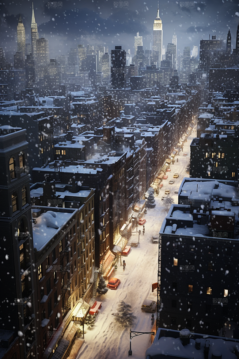 城市雪景高清安静原画
