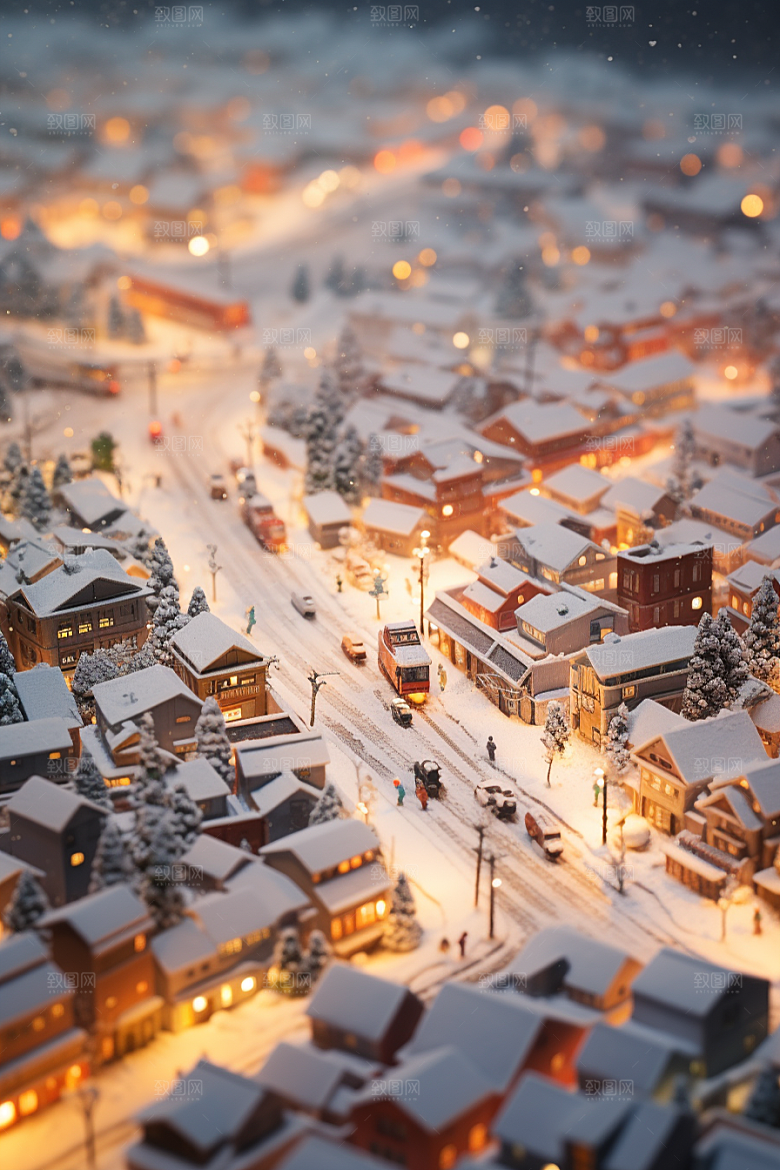 城市雪景雪夜安静原画