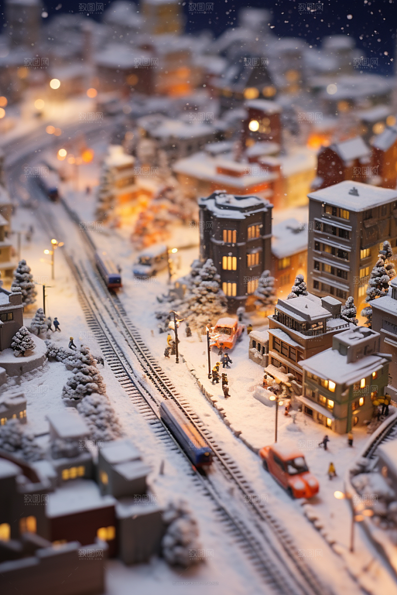 城市雪景高清城市街道原画
