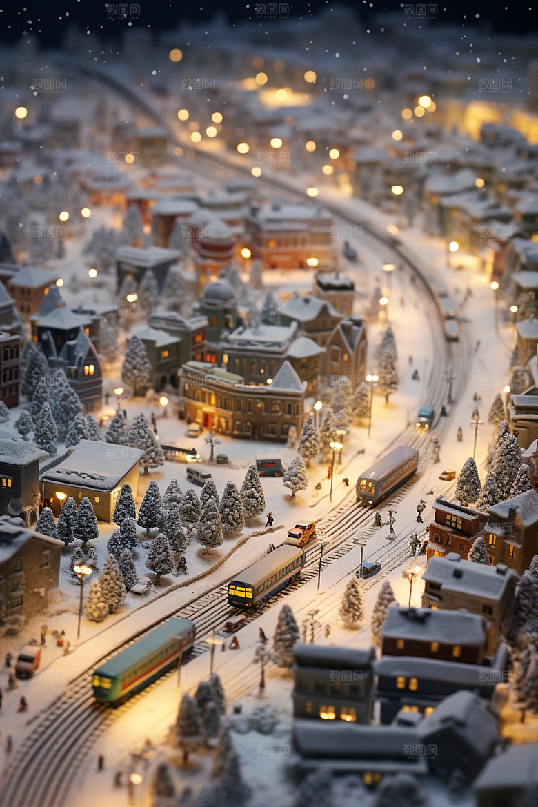 城市雪景静谧城市街道原画