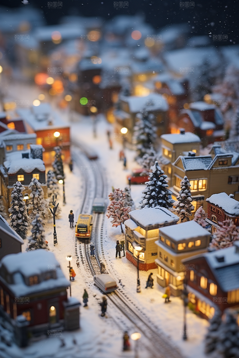 城市雪景城市街道建筑原画