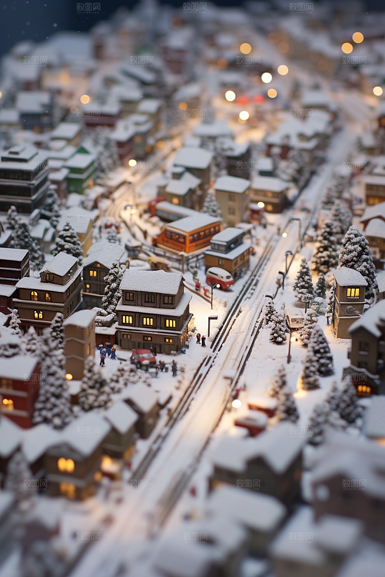 城市雪景城市街道静谧原画