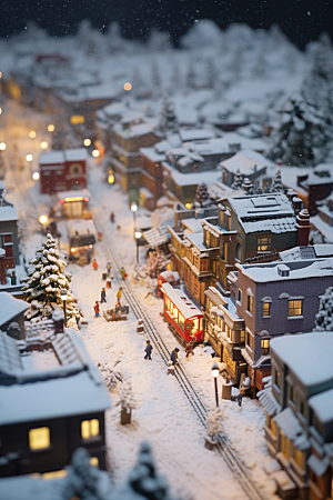 城市雪景静谧雪夜原画