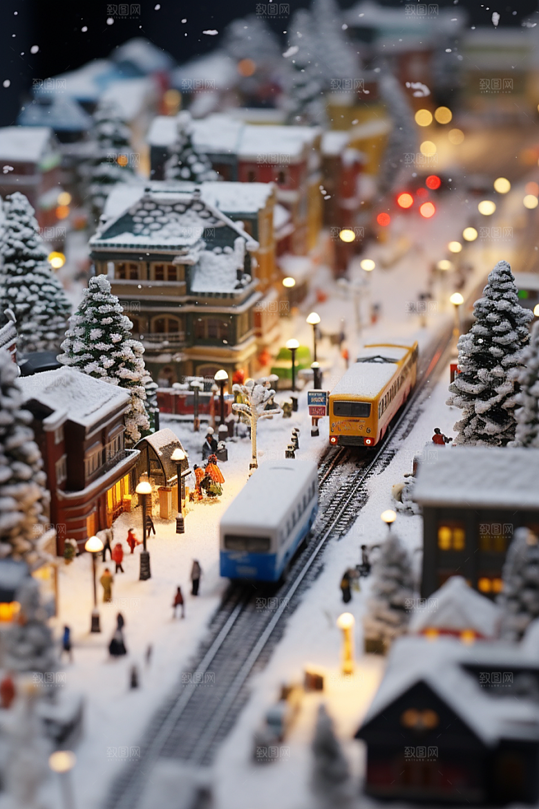 城市雪景雪夜静谧原画