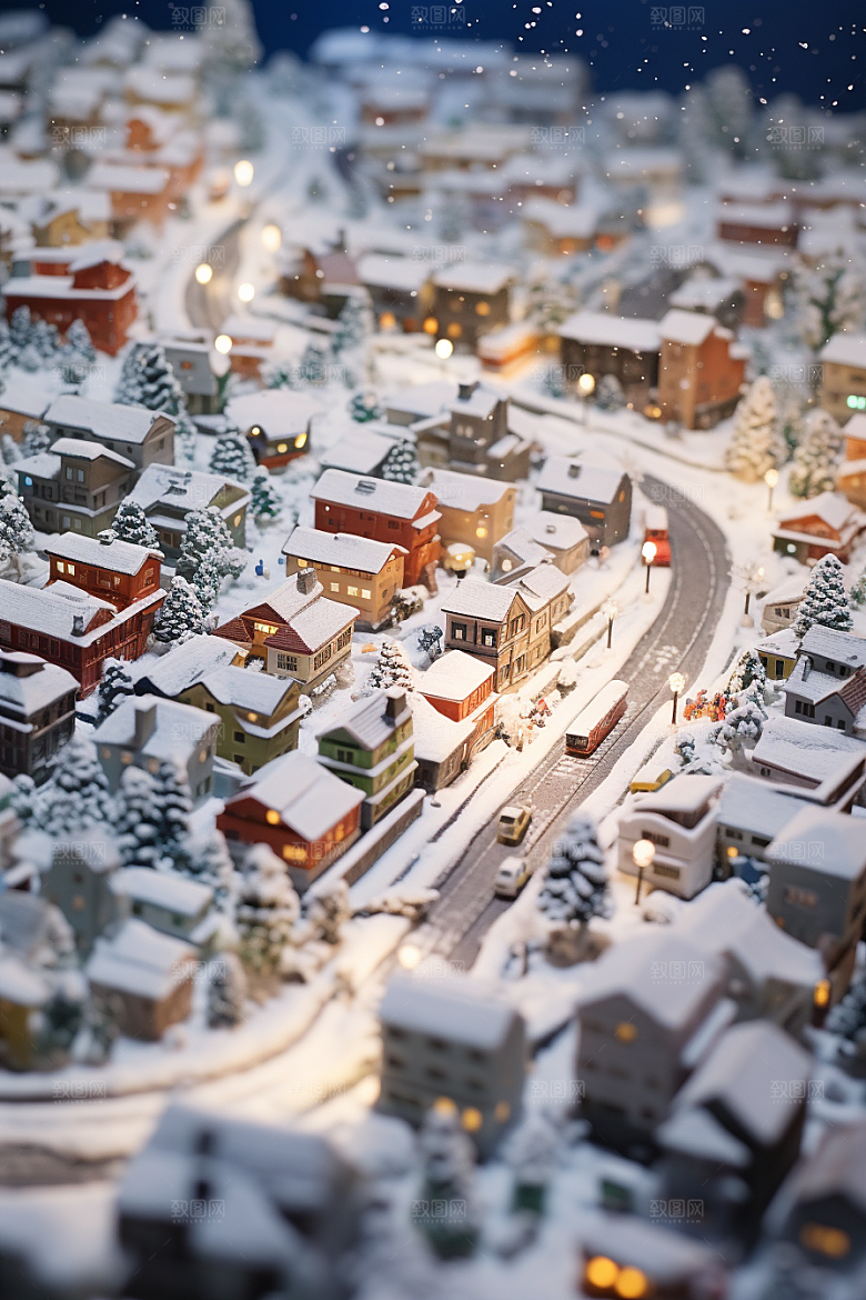 城市雪景下雪的都市高清原画