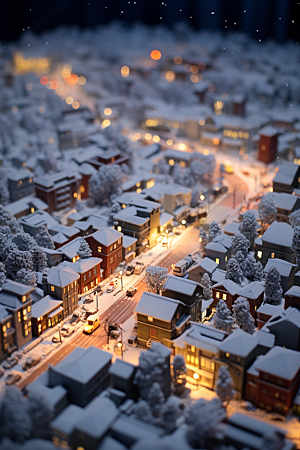 城市雪景下雪的都市静谧原画