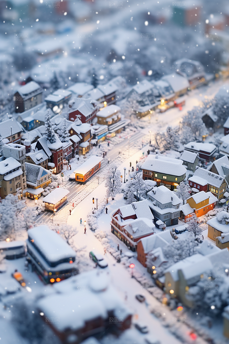 城市雪景静谧安静原画