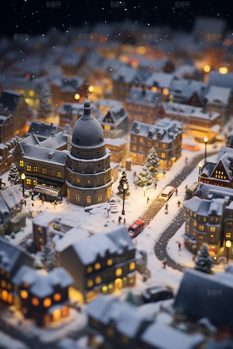 城市雪景建筑高清原画
