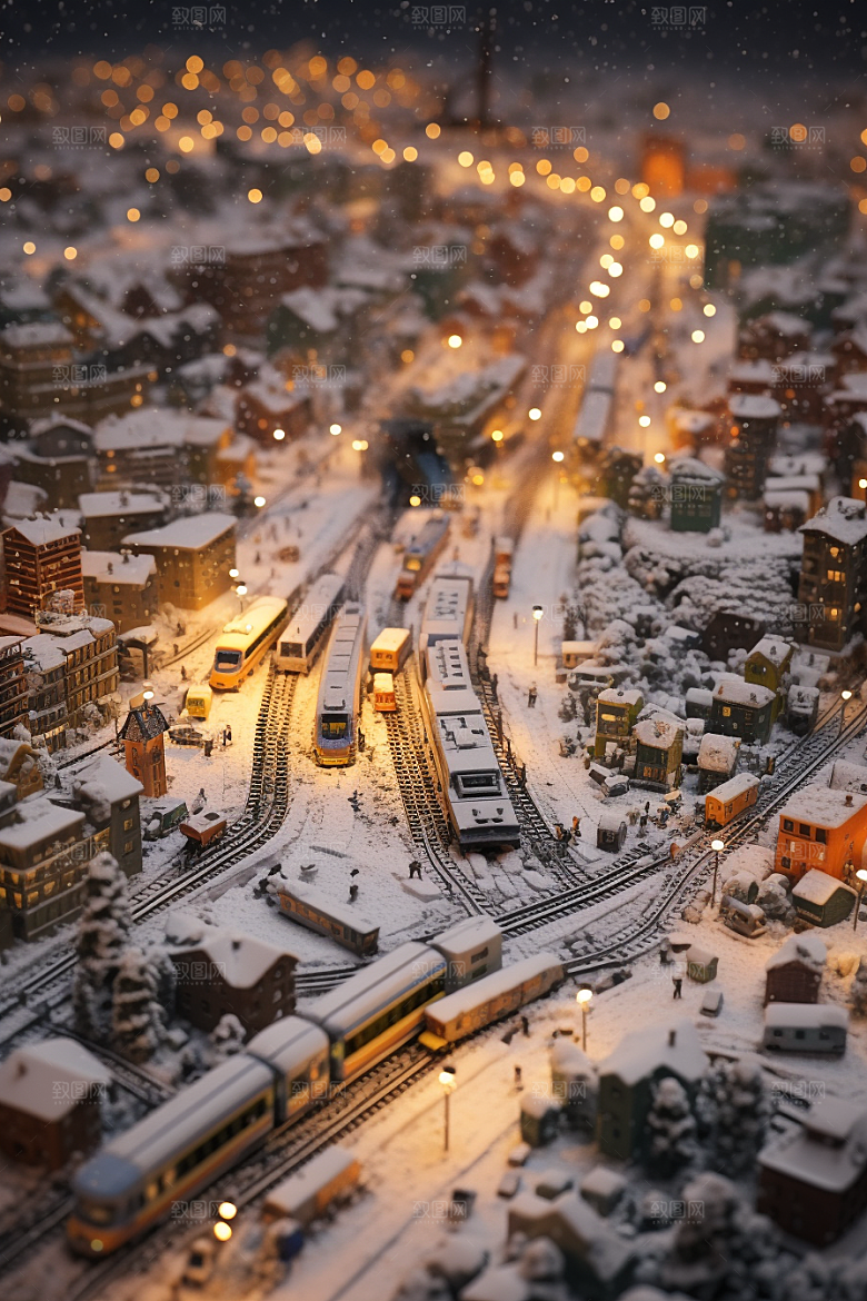 城市雪景雪夜安静原画
