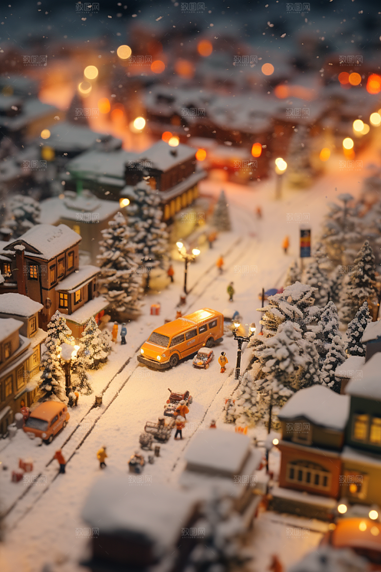 城市雪景安静雪夜原画