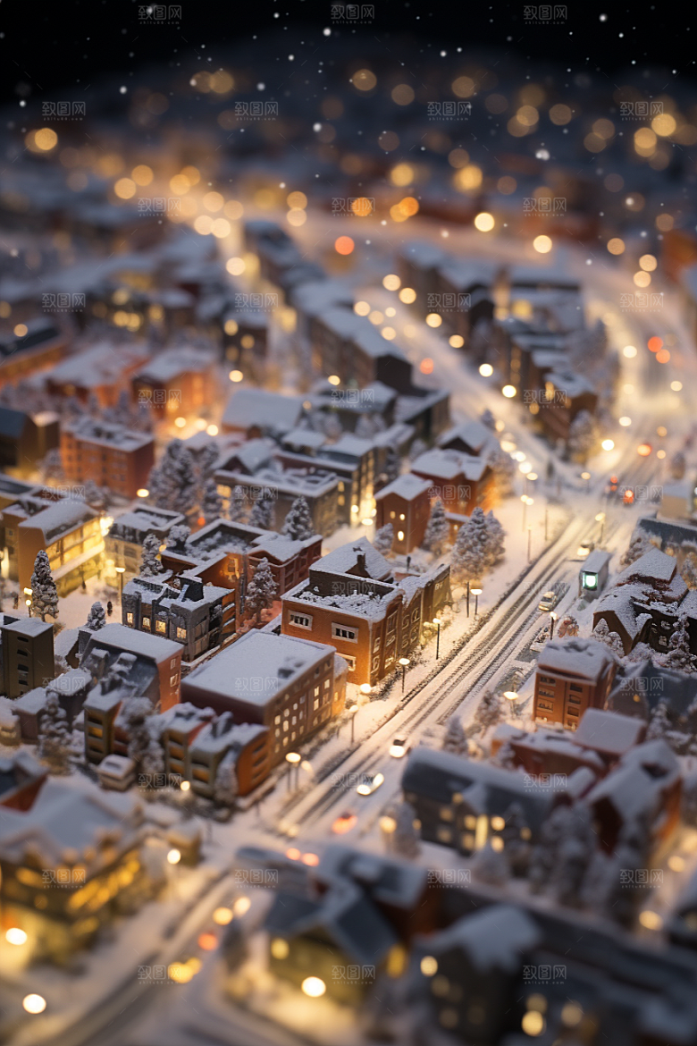 城市雪景城市街道安静原画
