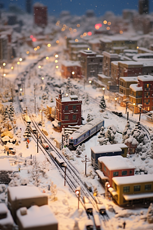 城市雪景城市街道安静原画