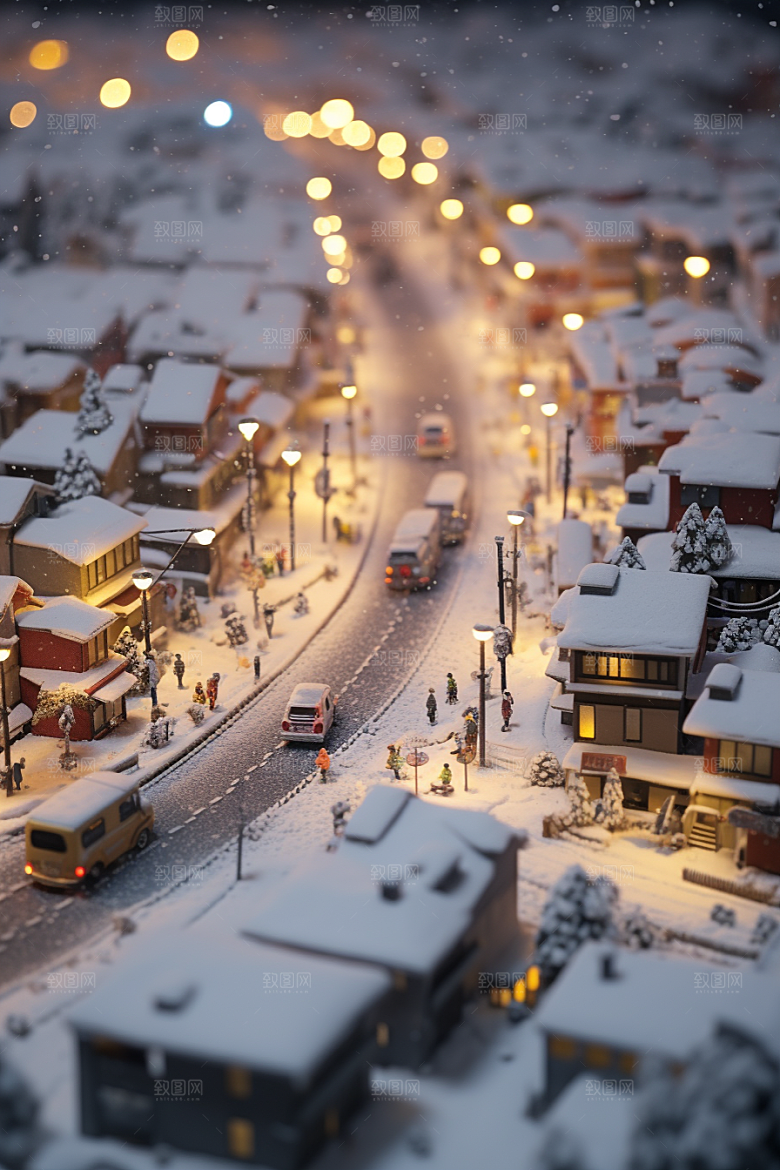 城市雪景安静高清原画