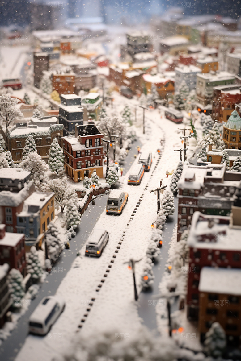 城市雪景安静雪夜原画