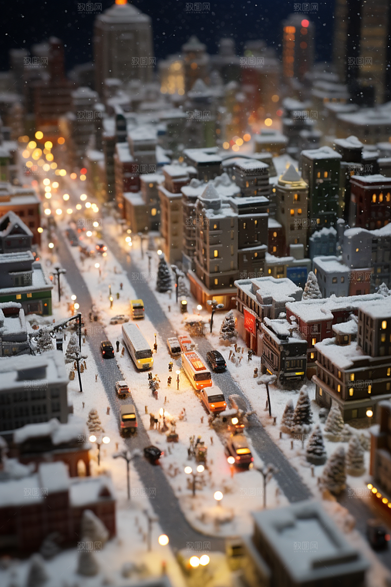 城市雪景安静雪夜原画