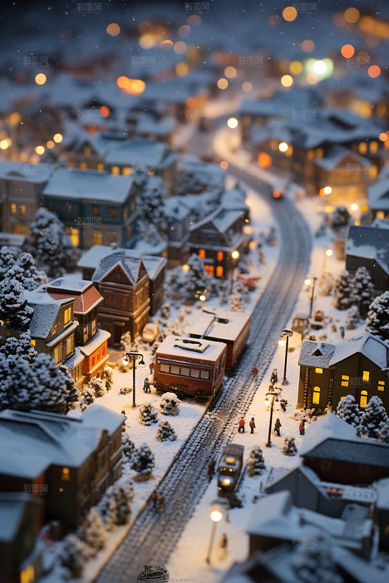 城市雪景安静高清原画