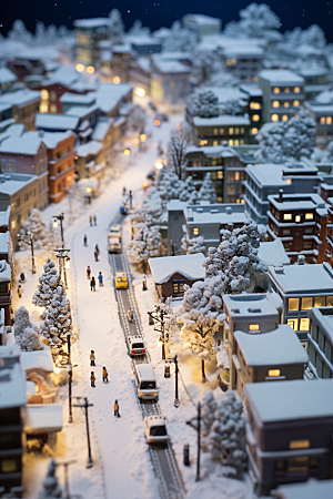 城市雪景下雪的都市雪夜原画