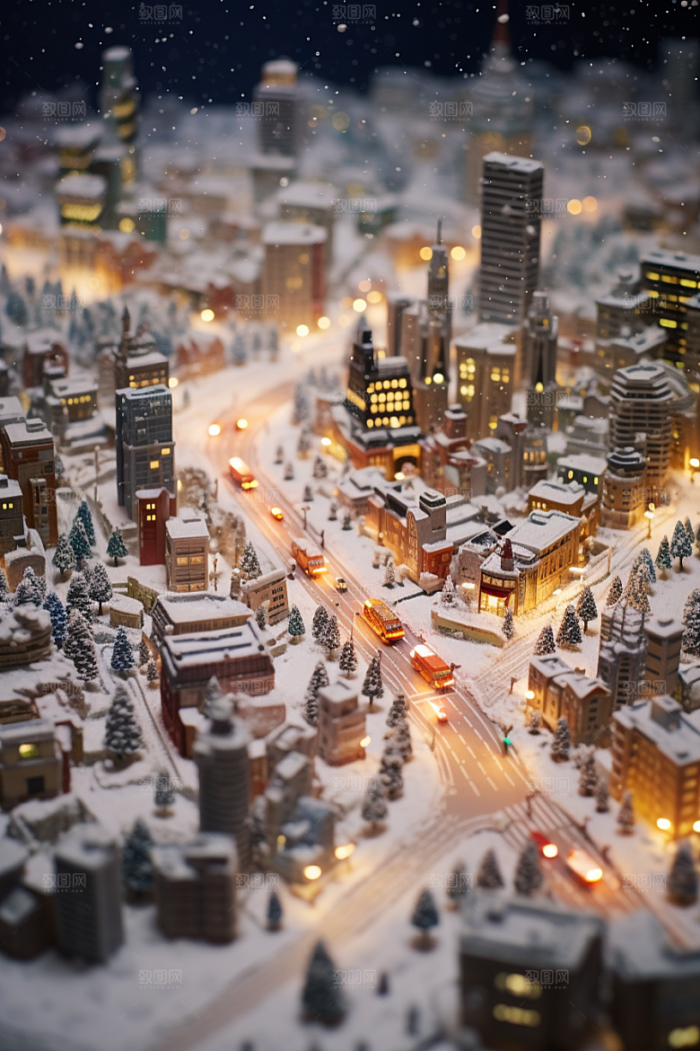 城市雪景建筑高清原画