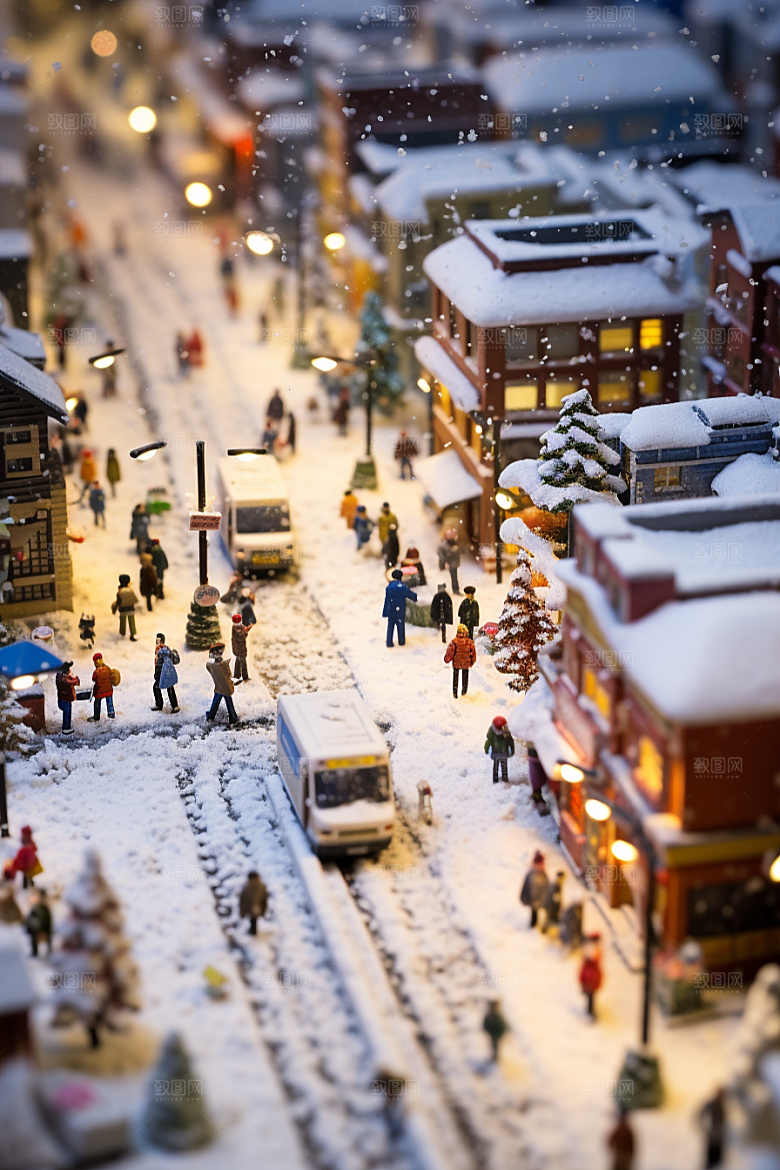 城市雪景建筑城市街道原画