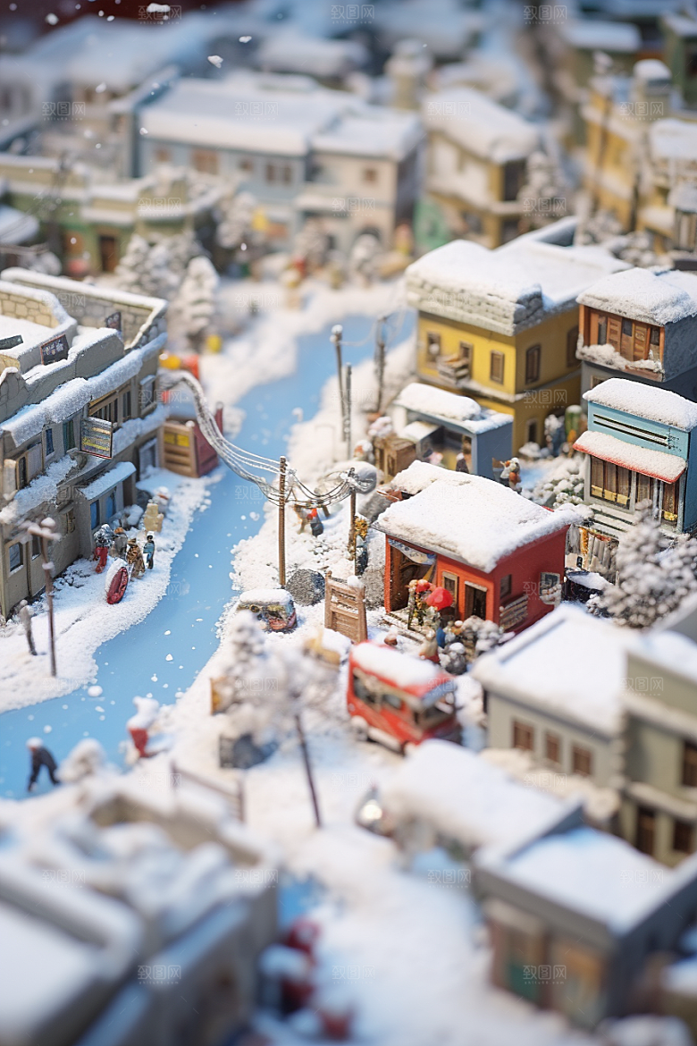 城市雪景静谧城市街道原画
