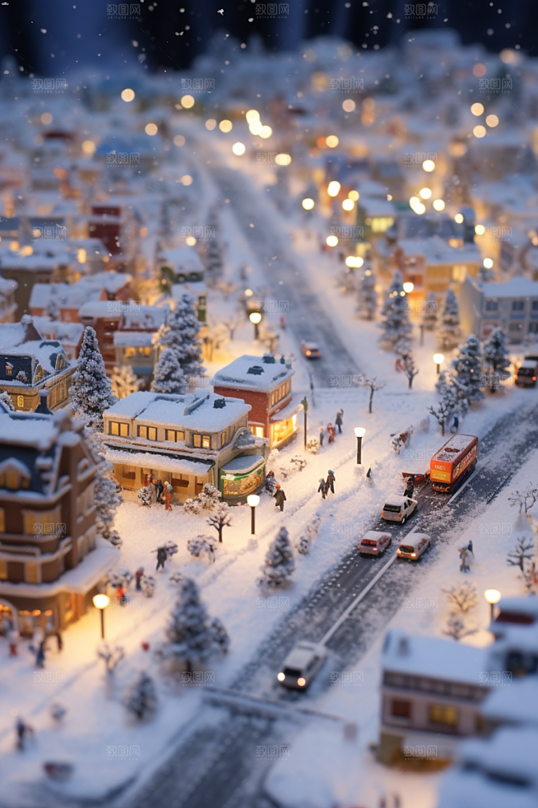 城市雪景安静静谧原画