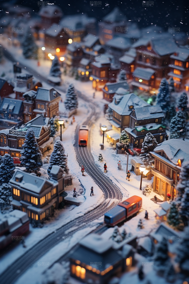 城市雪景安静雪夜原画