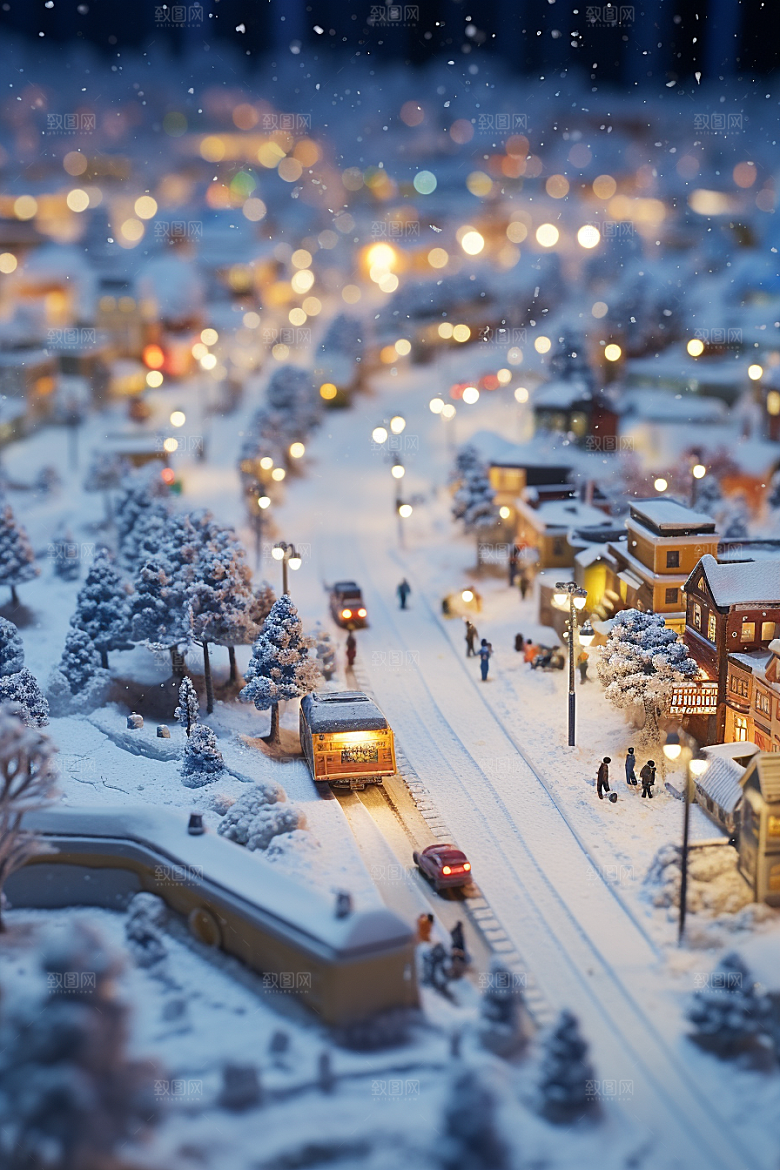 城市雪景安静建筑原画