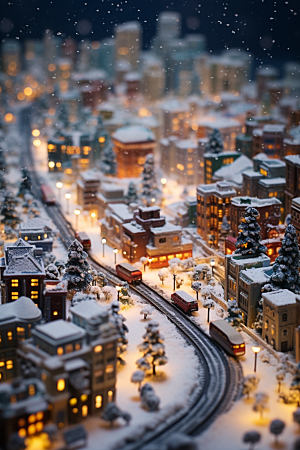 城市雪景城市街道下雪的都市原画