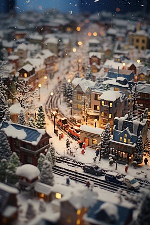 城市雪景静谧下雪的都市原画