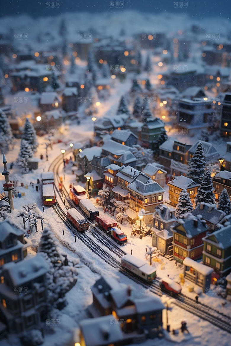 城市雪景静谧雪夜原画