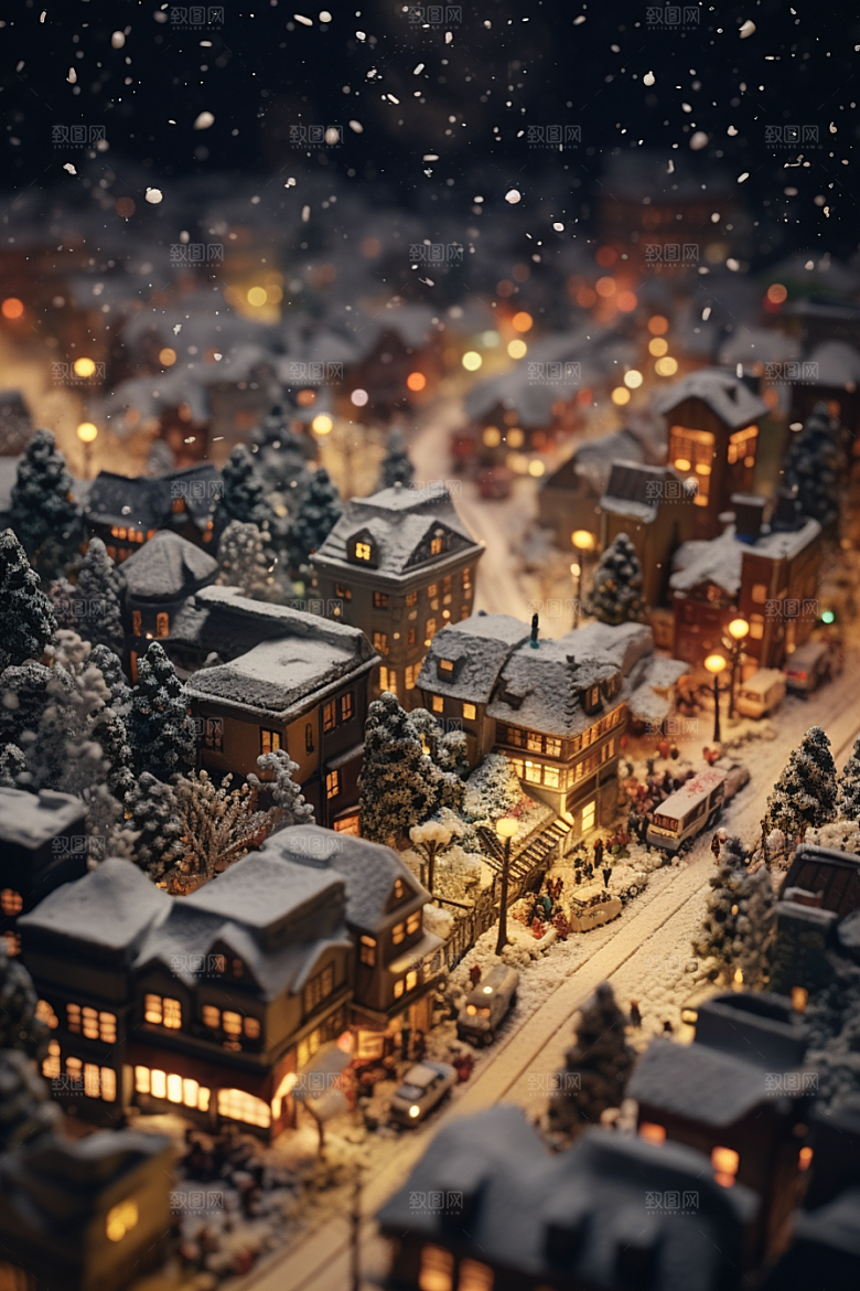 城市雪景高清建筑原画