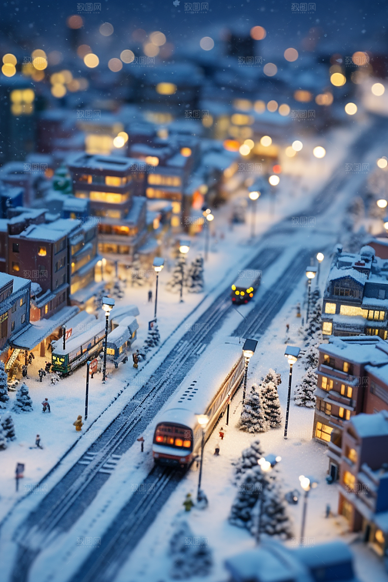 城市雪景高清静谧原画