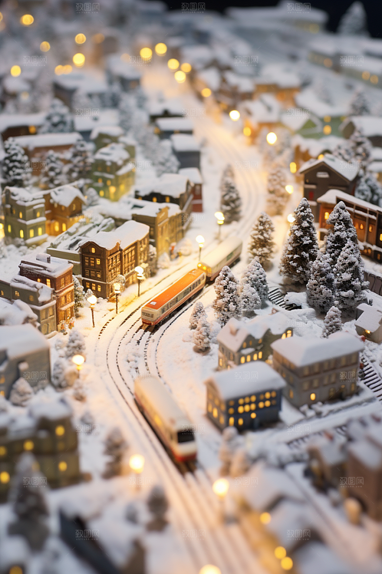 城市雪景城市街道高清原画