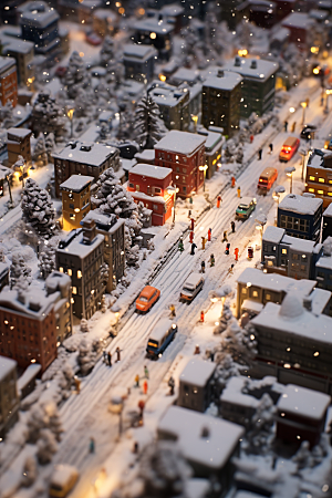 城市雪景静谧下雪的都市原画