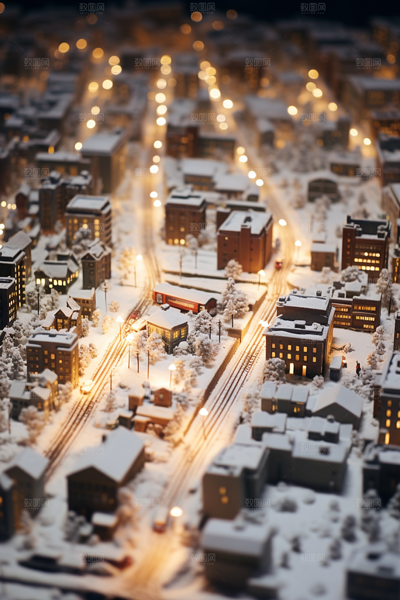 城市雪景雪夜安静原画