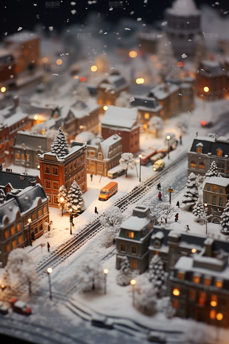 城市雪景雪夜安静原画