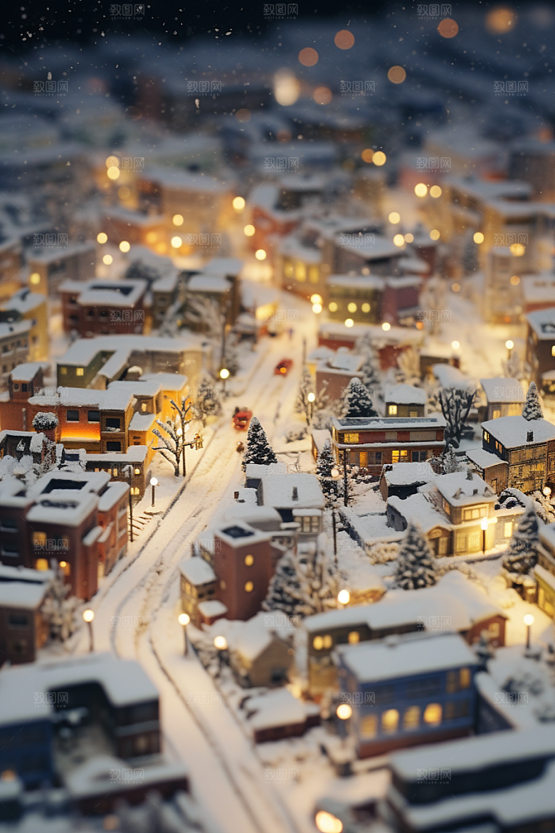 城市雪景安静雪夜原画