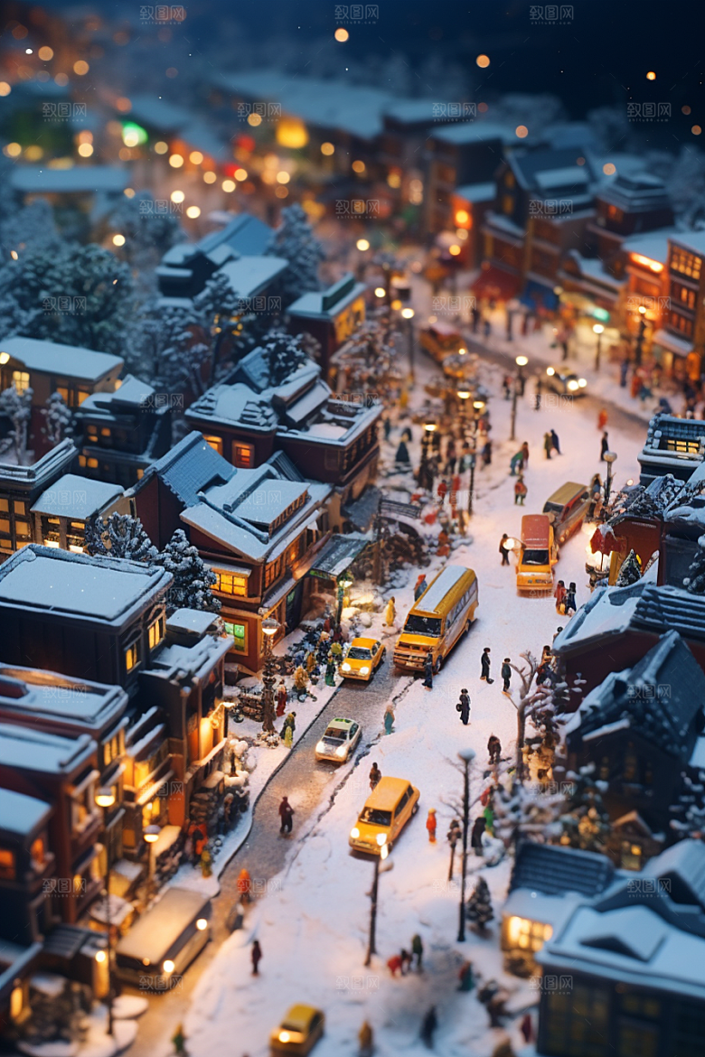 城市雪景高清静谧原画
