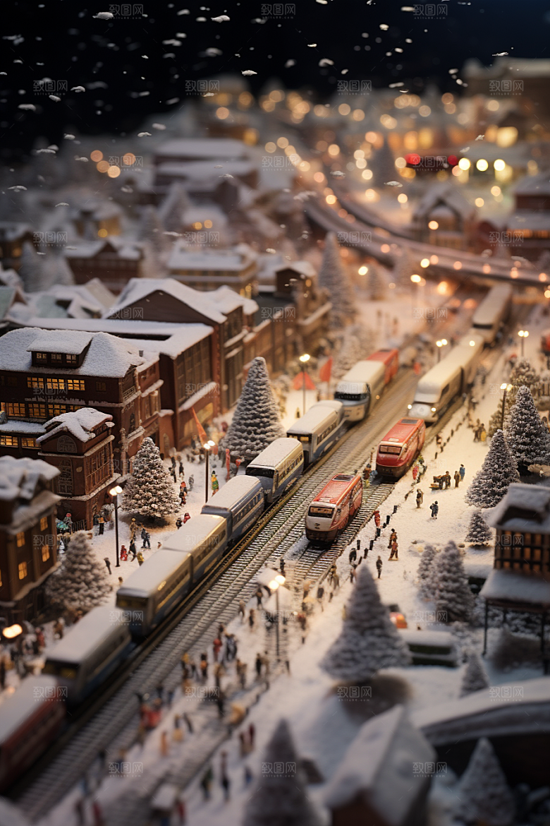 城市雪景安静城市街道原画