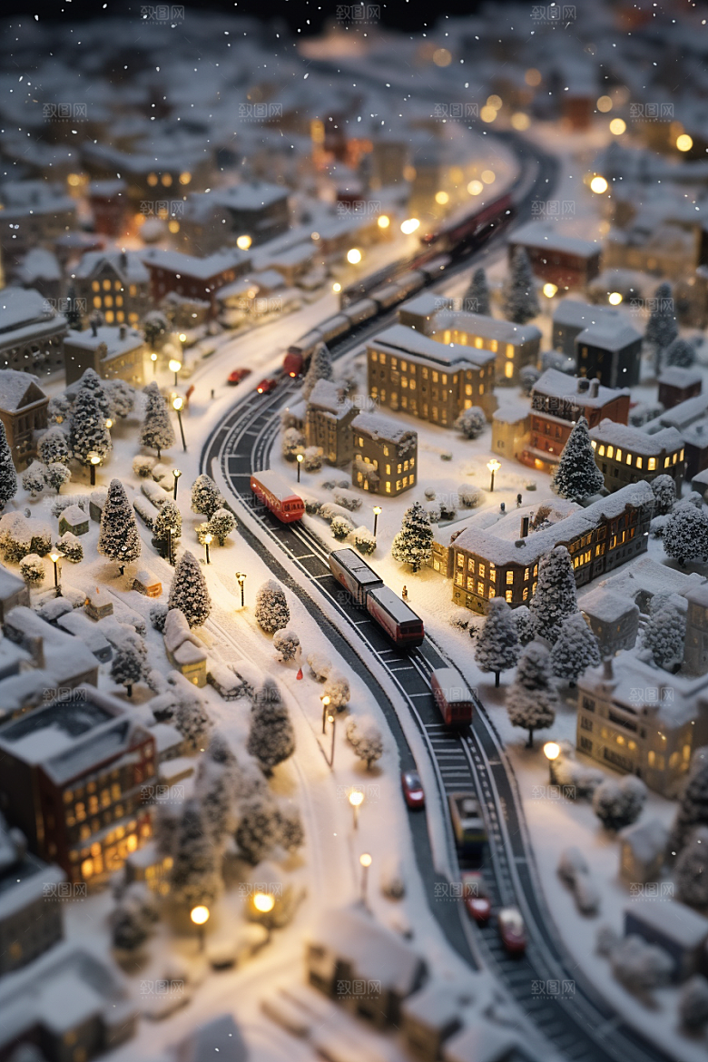 城市雪景安静静谧原画