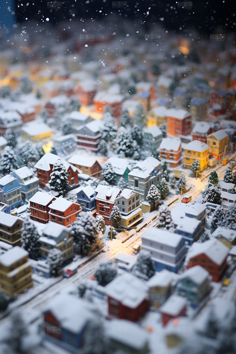 城市雪景雪夜下雪的都市原画