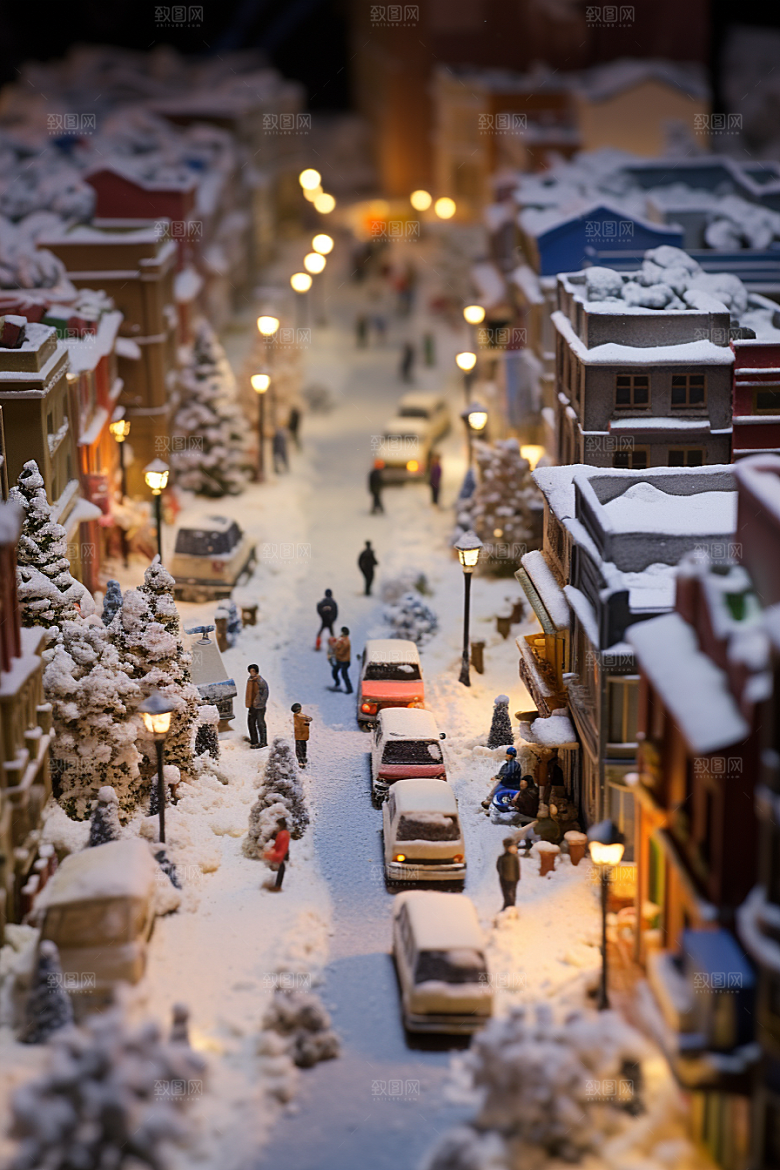 城市雪景高清建筑原画