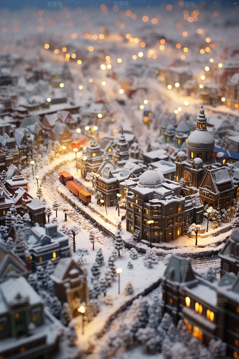 城市雪景建筑下雪的都市原画