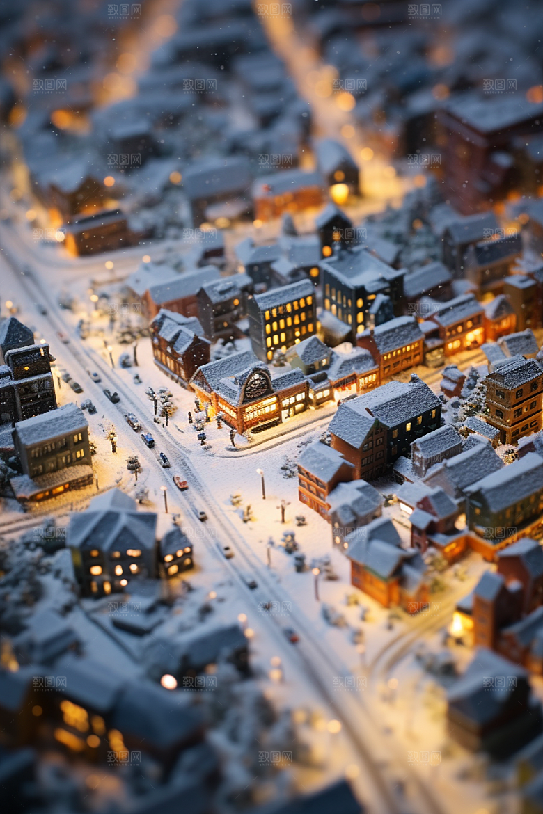 城市雪景雪夜安静原画