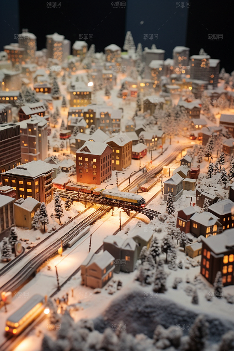 城市雪景下雪的都市高清原画