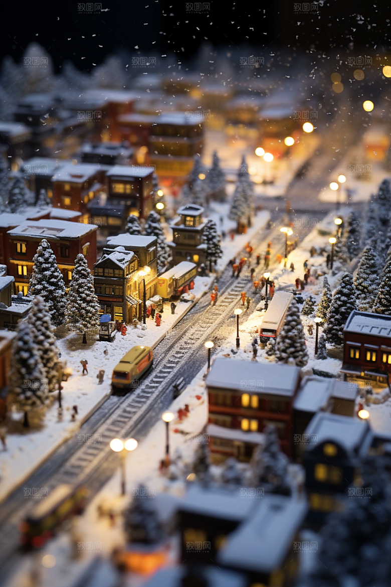 城市雪景建筑静谧原画