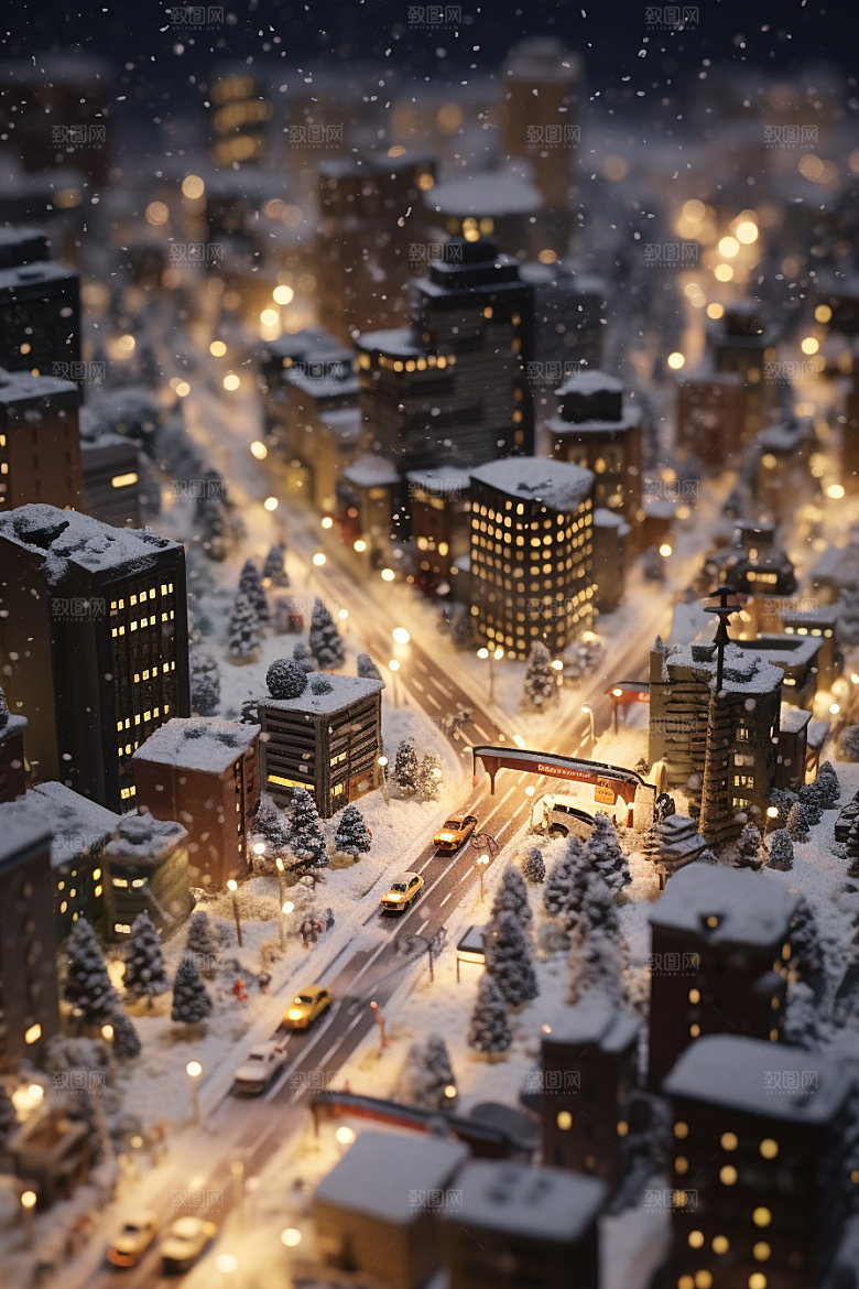 城市雪景建筑高清原画